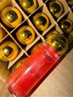 TRULY Shiny Balm Luxury Lip Oil in Sparkling Red with Gold Cap